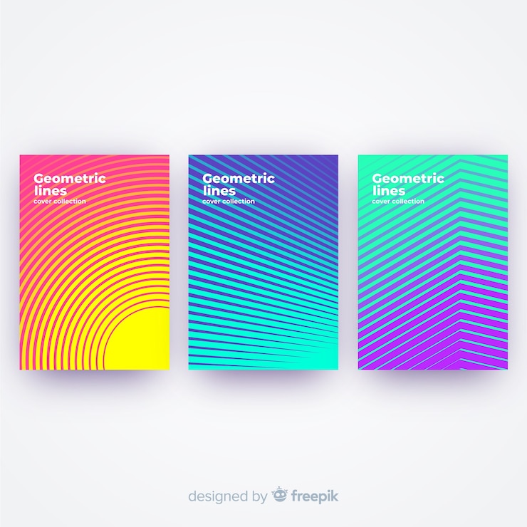 Free Vector geometric lines cover collection