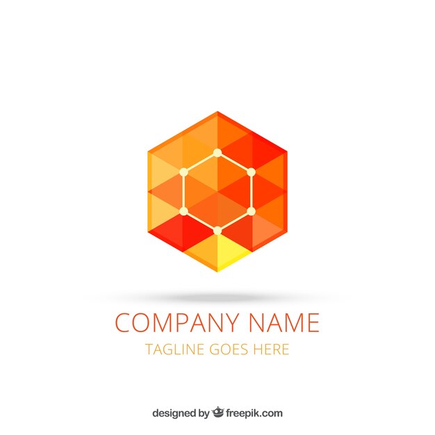 Geometric logo in orange tones