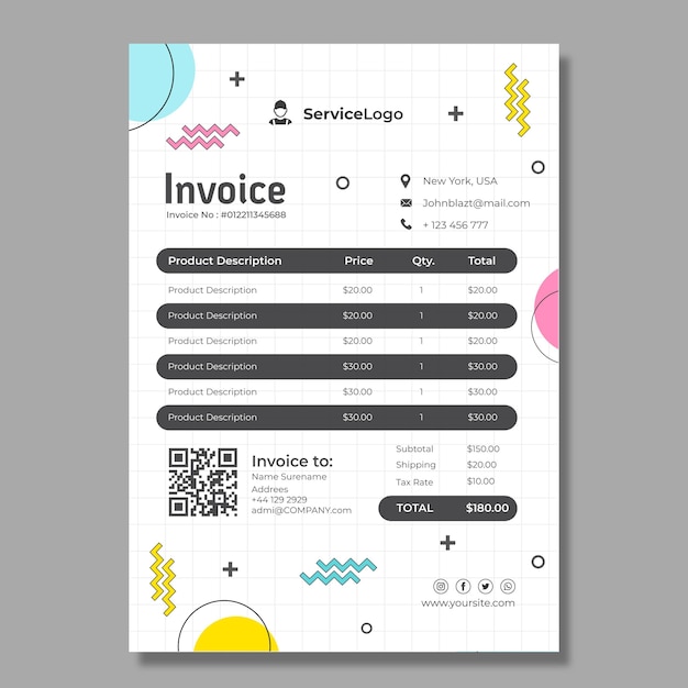 Geometric mechanic invoice template