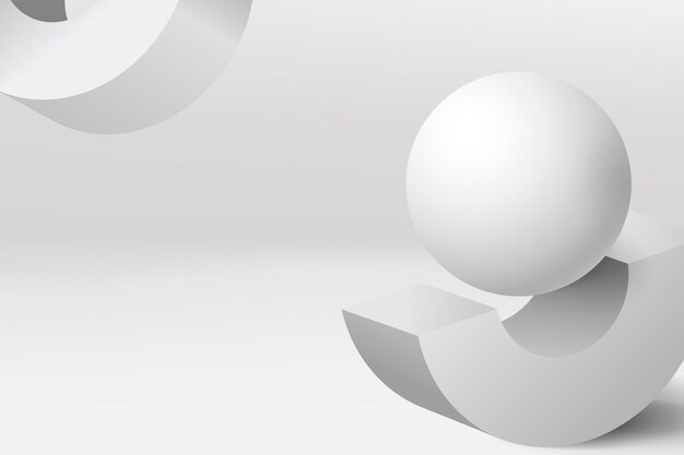 Геометрический минимальный фон, 3D визуализированная форма в белом векторе