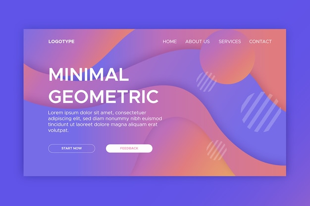 Free vector geometric minimal landing page template