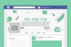 Free vector geometric minimalist birthday social media cover