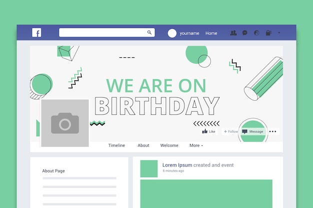 Геометрическая минималистичная обложка в социальных сетях на день рождения