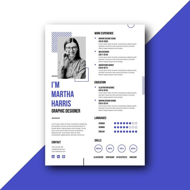 Premium Vector Online Cv Template Design