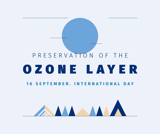 Geometric minimalist preservation of the ozone layer day facebook post
