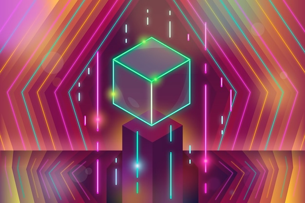 Geometric models neon lights background