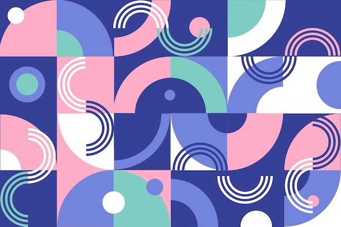 Geometric mural wallpaper with abstract shapes