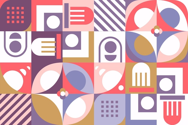 Free vector geometric mural wallpaper with various shapes