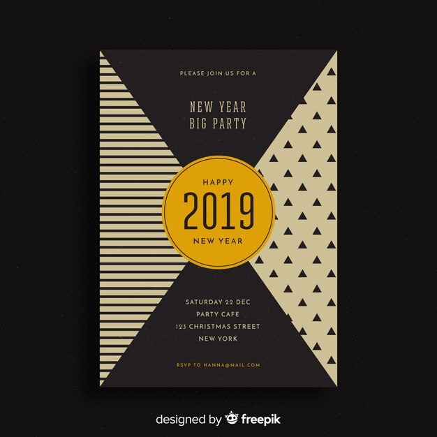 Geometric new year 2019 party flyer