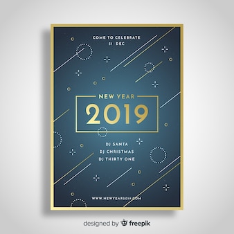 Geometric new year 2019 party flyer