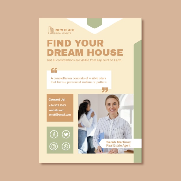 Free vector geometric newplace real estate flyer