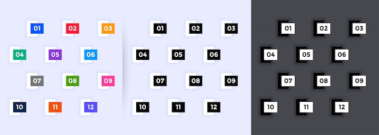 Free Vector geometric numbered bullet points from one to twelve