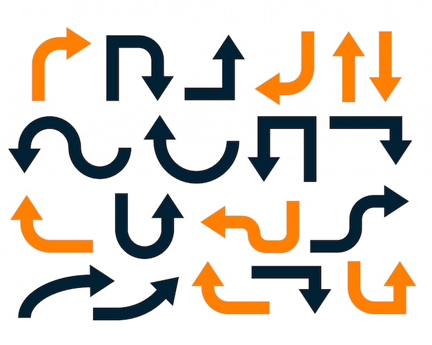 幾何学的なオレンジと黒の矢印セット