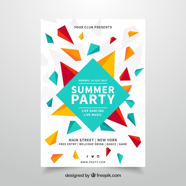 Geometric party poster with triangles