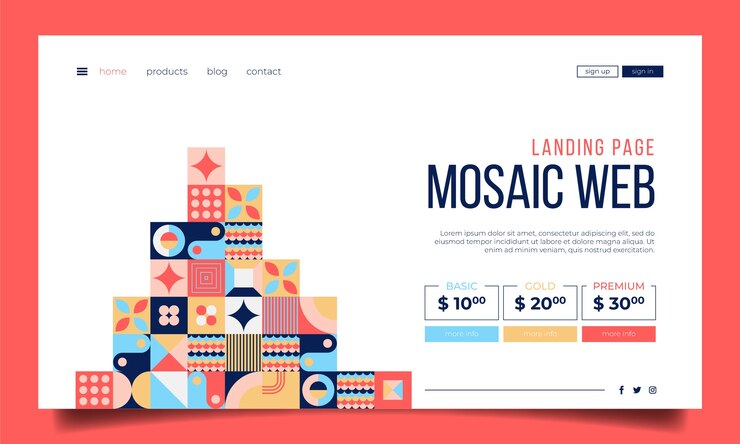 Free Vector geometric pattern landing page template