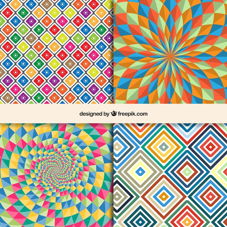 Free Vector geometric patterns in op art style