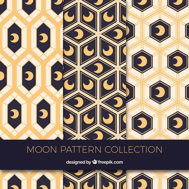 Geometric patterns with decorative moons