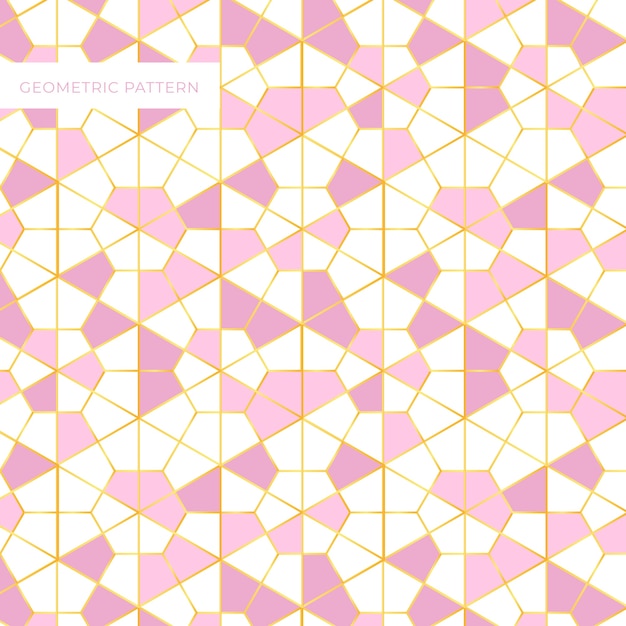 Free vector geometric pink and golden pattern design