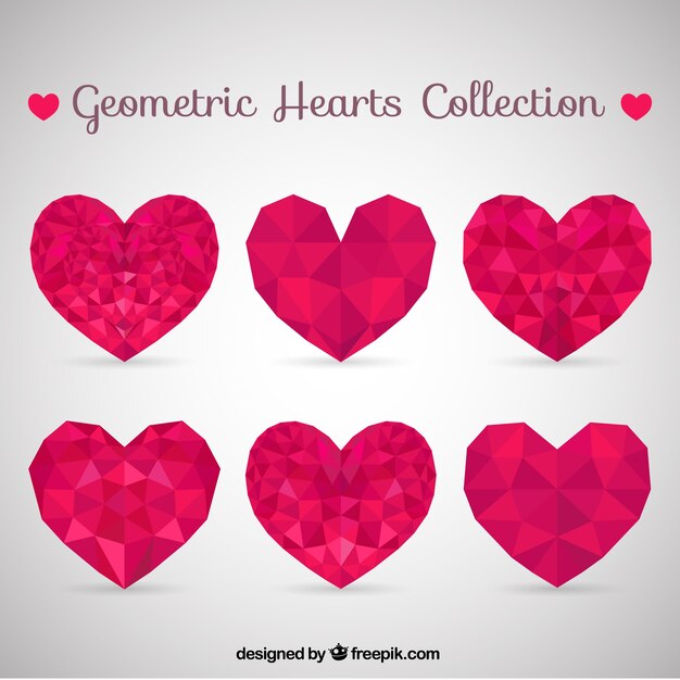 Geometric pink hearts collection