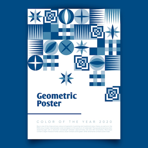 Geometric poster with classic blue 2020 palette
