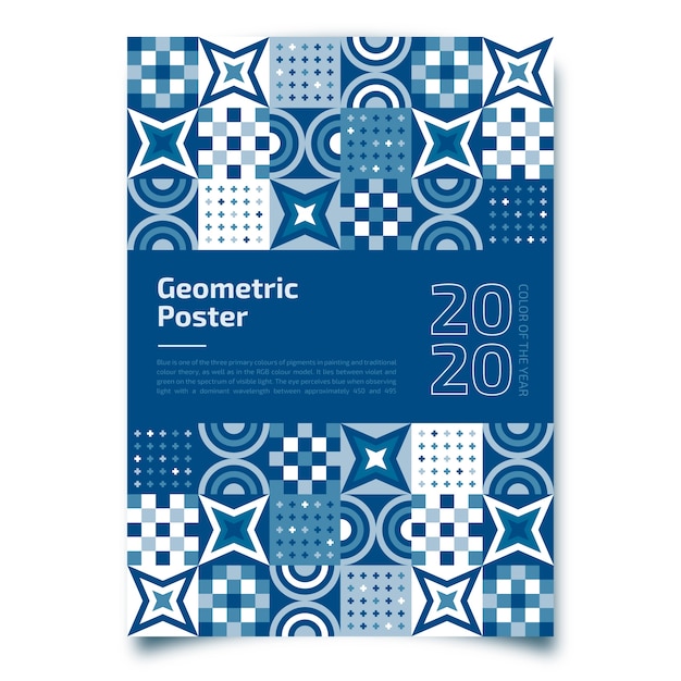 Geometric poster with classic blue template