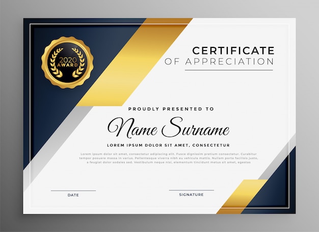 Geometric premium golden multipurpose certificate template 