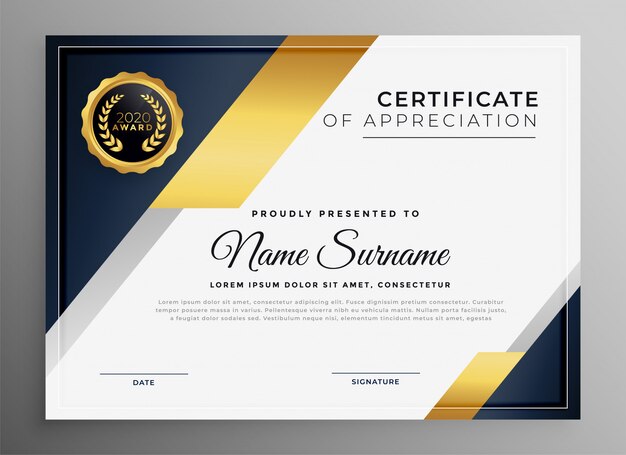Геометрический премиум золотой многоцелевой сертификат