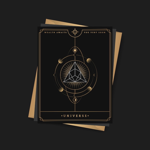 Geometric pyramid astrological tarot card