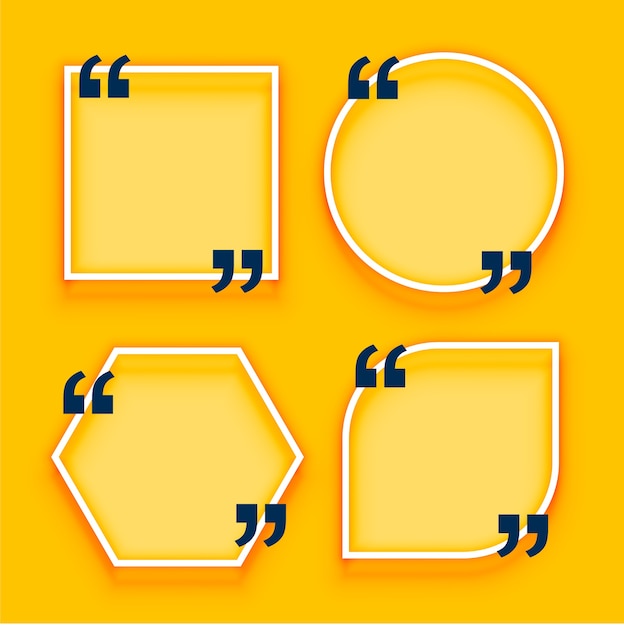 Геометрические цитаты коробки на желтом фоне