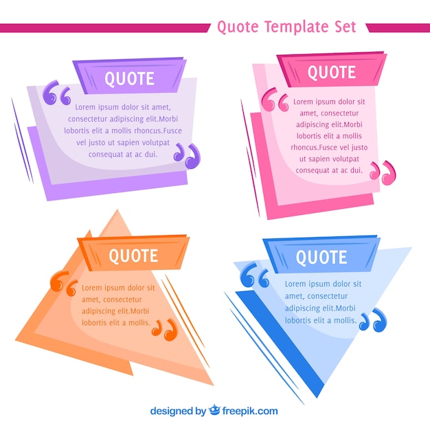 Free vector geometric quote templates with flat design