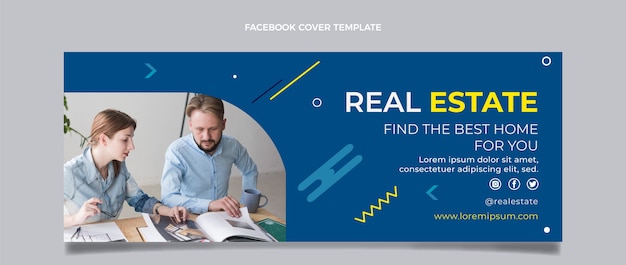 Free vector geometric real estate facebook cover