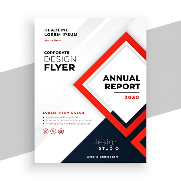 Geometric red modern annual report business flyer template