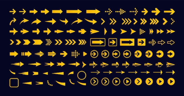 Geometric right arrow set vector icon pointer icon next sign forward button infographic simple