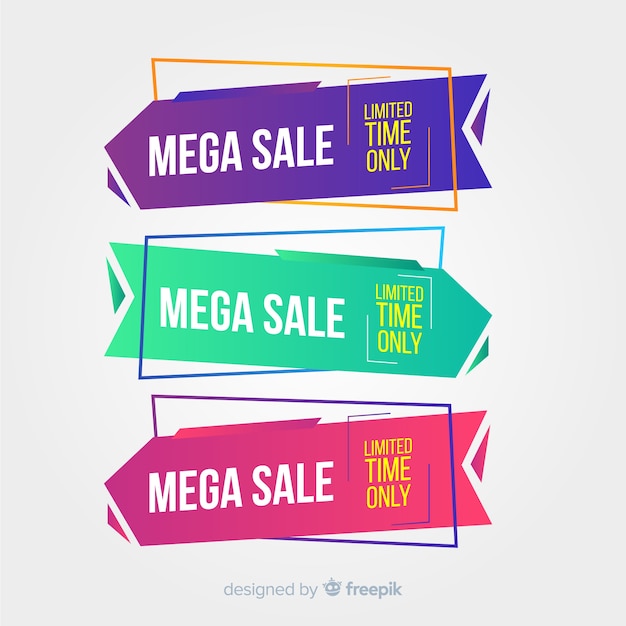 Free vector geometric sale banner collection