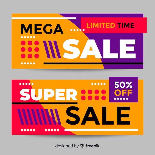 Geometric sale banner collection