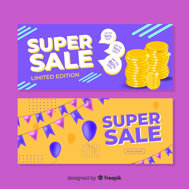 Geometric sale banner collection