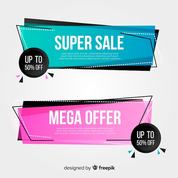 Free vector geometric sale banners