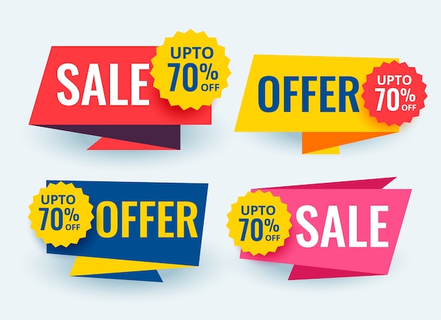 Geometric sale and promotional banners tags template design