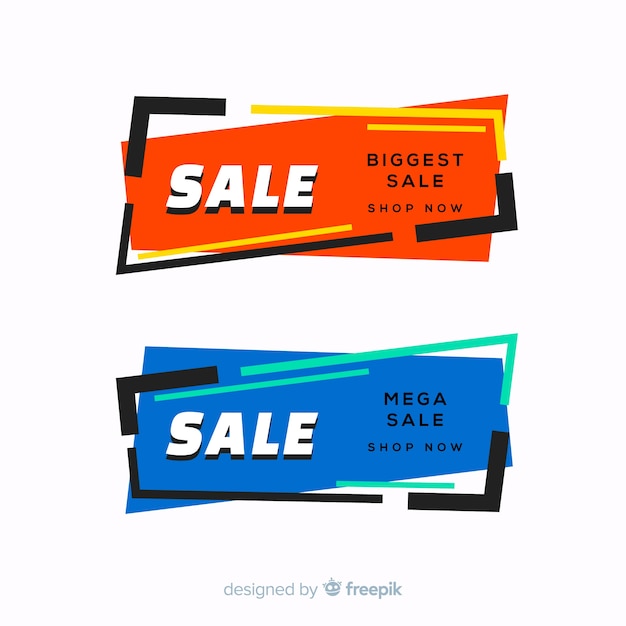 Free vector geometric sales banners