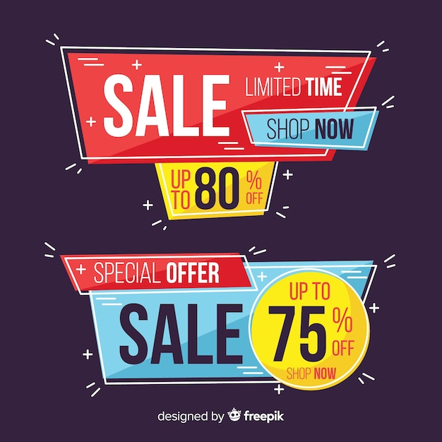 Free vector geometric sales banners