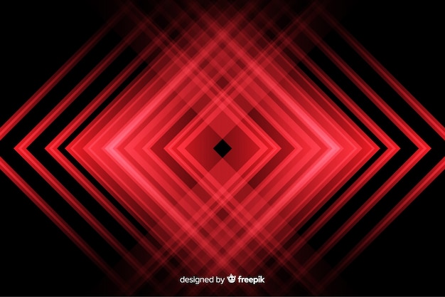 赤いライトの背景を持つ幾何学的形状