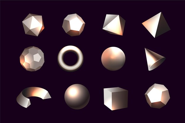 Geometric shapes in 3d effect