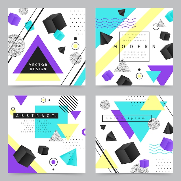 Free vector geometric shapes background banner set