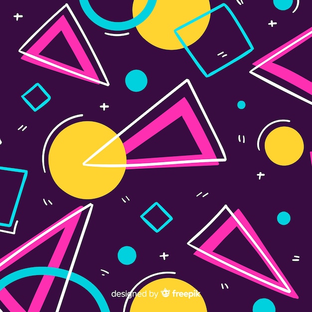 Free vector geometric shapes background eighties style