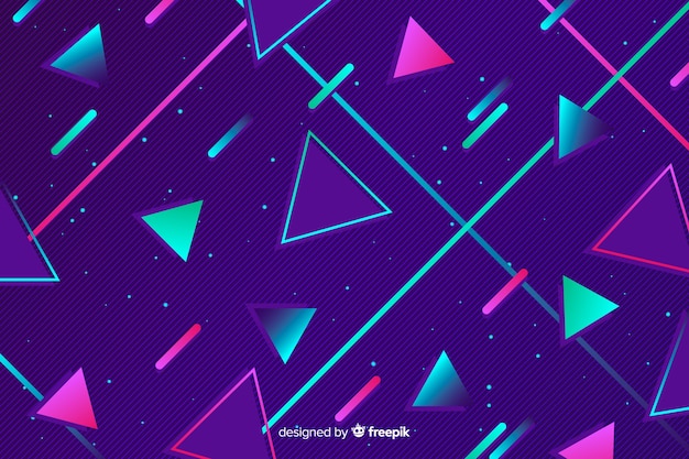 Colorful Geometric Shapes Background in Eighties Style