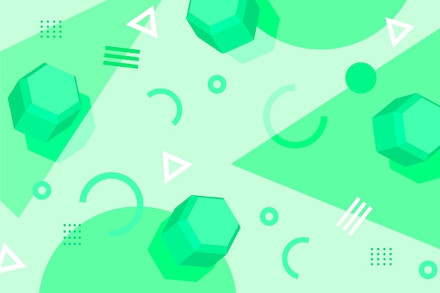 Free vector geometric shapes background in green