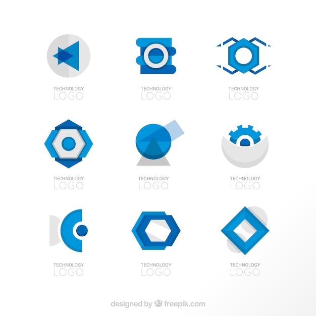 Geometric shapes blue logo templates