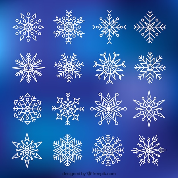 Geometric shapes collection of snowflakes