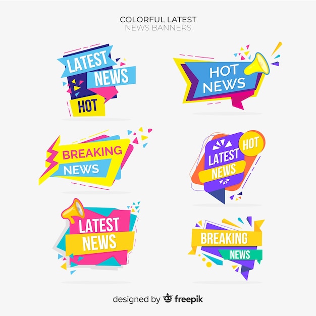 Free vector geometric shapes flat latest news banner set