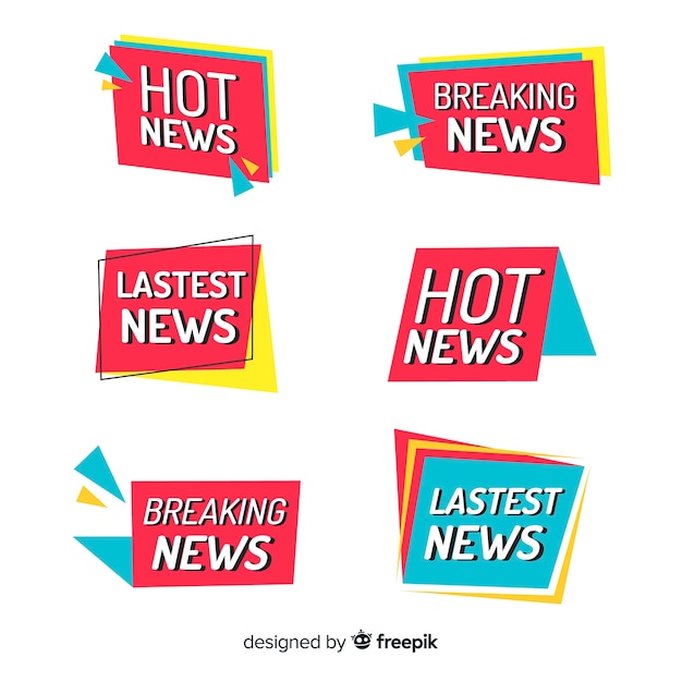 Free vector geometric shapes flat latest news banner set